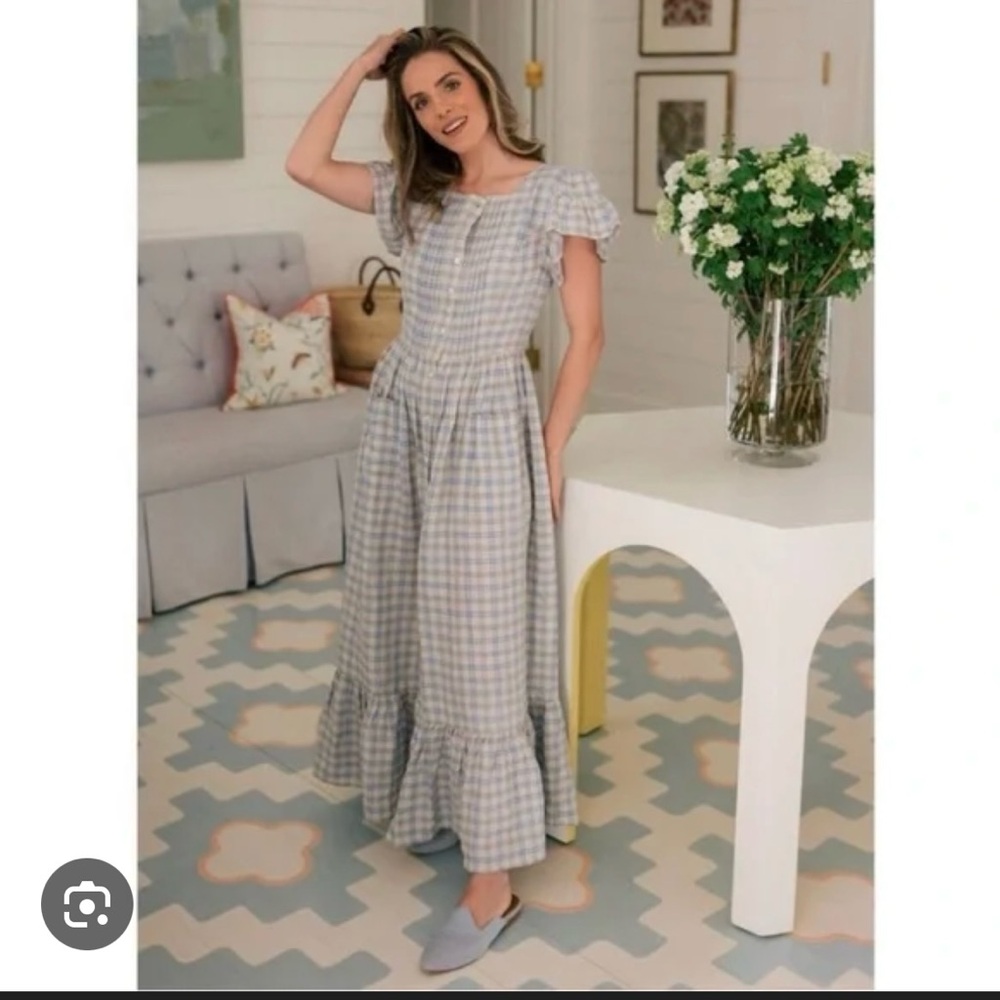 Doen Marfa Dress XS Blue Meadowlark Plaid